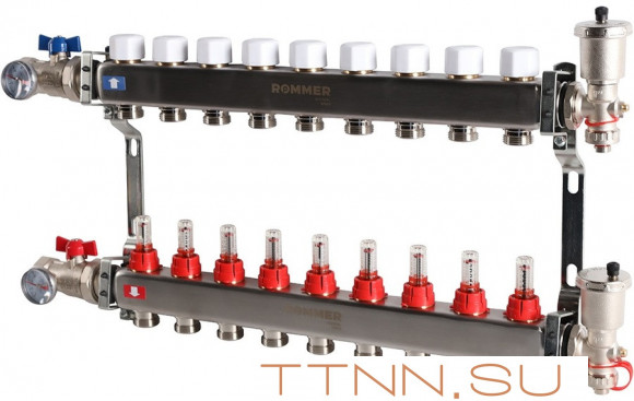 Для отопления Rommer 1"/3/4"x9 с расходомерами (RMS-1210-000009) Для отопления Rommer 1"/3/4"x9 с расходомерами (RMS-1210-000009)
