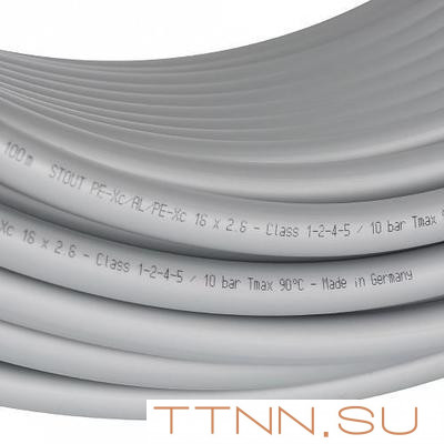 Труба стабильная из сшитого полиэтилена 16 мм STOUT PE-Xc/Al/PE-Xc 16x2,6 (бухта 100 м) серая Труба стабильная из сшитого полиэтилена 16 мм STOUT PE-Xc/Al/PE-Xc 16x2,6 (бухта 100 м) серая