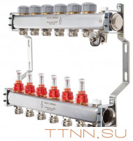 Для отопления Royal Thermo 1" ВР-3/4" НР, 10 выходов с расходомерами, нерж. (RTE 52.110) Для отопления Royal Thermo 1" ВР-3/4" НР, 10 выходов с расходомерами, нерж. (RTE 52.110)