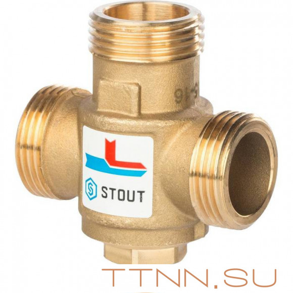 Смесительный клапан STOUT G 1 1/2M-G 1 1/2F-G 1 M 60°С