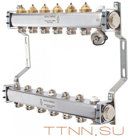 Для отопления Royal Thermo 1" ВР-3/4" НР, 5 выходов, нерж. (RTE 51.105) Для отопления Royal Thermo 1" ВР-3/4" НР, 5 выходов, нерж. (RTE 51.105)