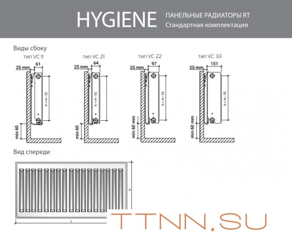 Стальной панельный радиатор Тип 10 Royal Thermo HYGIENE 10-300-1700 Стальной панельный радиатор Тип 10 Royal Thermo HYGIENE 10-300-1700