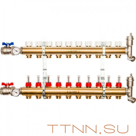 Для отопления STOUT Коллектор регулируемый с расходомерами 1/3/4x10 Для отопления STOUT Коллектор регулируемый с расходомерами 1/3/4x10