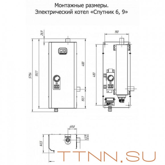 Электрический котел Теплодар СПУТНИК электро 6 черный Электрический котел Теплодар СПУТНИК электро 6 черный