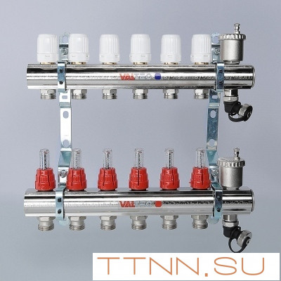 Для отопления VALTEC 1"х11 вых. Евроконус 3/4" с расходомерами в сборе Для отопления VALTEC 1"х11 вых. Евроконус 3/4" с расходомерами в сборе