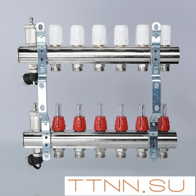 Для отопления VALTEC 1"х3 вых. Евроконус 3/4" с расходомерами в сборе Для отопления VALTEC 1"х3 вых. Евроконус 3/4" с расходомерами в сборе