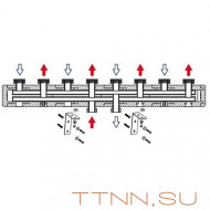 Стальной коллектор HOOBS 4 выхода, длина 1050 мм, в комплекте с теплоизоляцией и креплением Стальной коллектор HOOBS 4 выхода, длина 1050 мм, в комплекте с теплоизоляцией и креплением