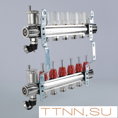 Для отопления VALTEC 1"х5 вых. Евроконус 3/4" с расходомерами в сборе Для отопления VALTEC 1"х5 вых. Евроконус 3/4" с расходомерами в сборе