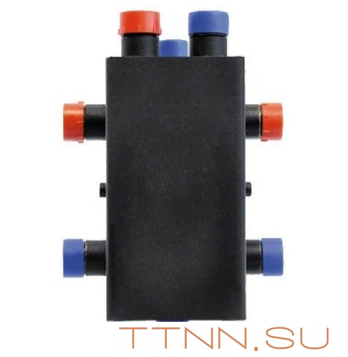 Стальной распределительный коллектор Rommer с гидравлическим разделителем 2 контура 1" Стальной распределительный коллектор Rommer с гидравлическим разделителем 2 контура 1"