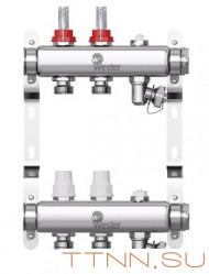 Коллектор для теплого пола Wester 1"-3/4 в сборе с расходомерами на 2 выхода Коллектор для теплого пола Wester 1"-3/4 в сборе с расходомерами на 2 выхода