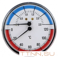 Термоманометр аксиальный Watts FR 818 (TMAX) 2,5 бар Термоманометр аксиальный Watts FR 818 (TMAX) 2,5 бар