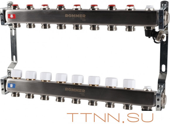 Для отопления Rommer 1"/3/4"x8 с запорными клапанами (RMS-3201-000008) Для отопления Rommer 1"/3/4"x8 с запорными клапанами (RMS-3201-000008)