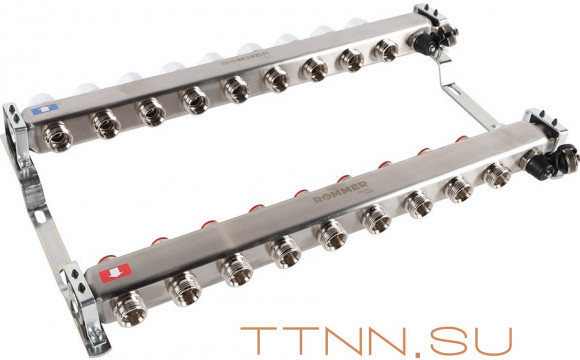 Для отопления Rommer 1"/3/4"x9 с запорными клапанами (RMS-3201-000009)